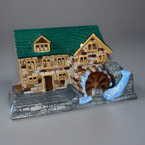 Vintage Byron Mold Ceramic Christmas Village 1979 Water Mill Wheel Hand Painted